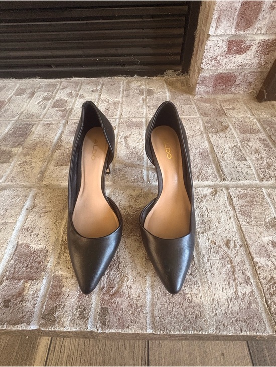 Aldo Shoes - ALDO Black Leather Pointed-Toe Heels